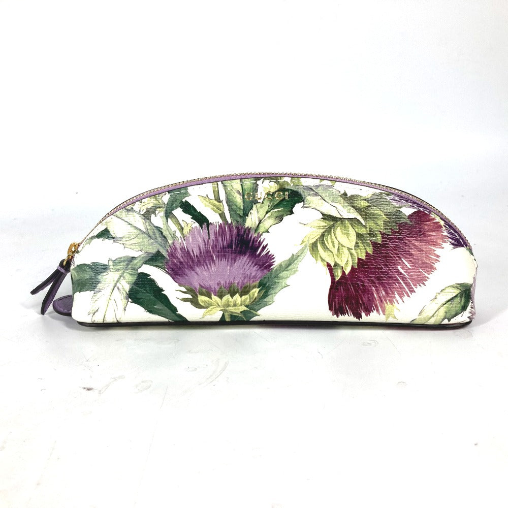 GUCCI pencil case 662130 leather purple Tian Flora Print Women Used