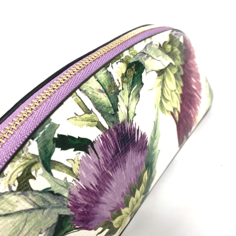 GUCCI pencil case 662130 leather purple Tian Flora Print Women Used