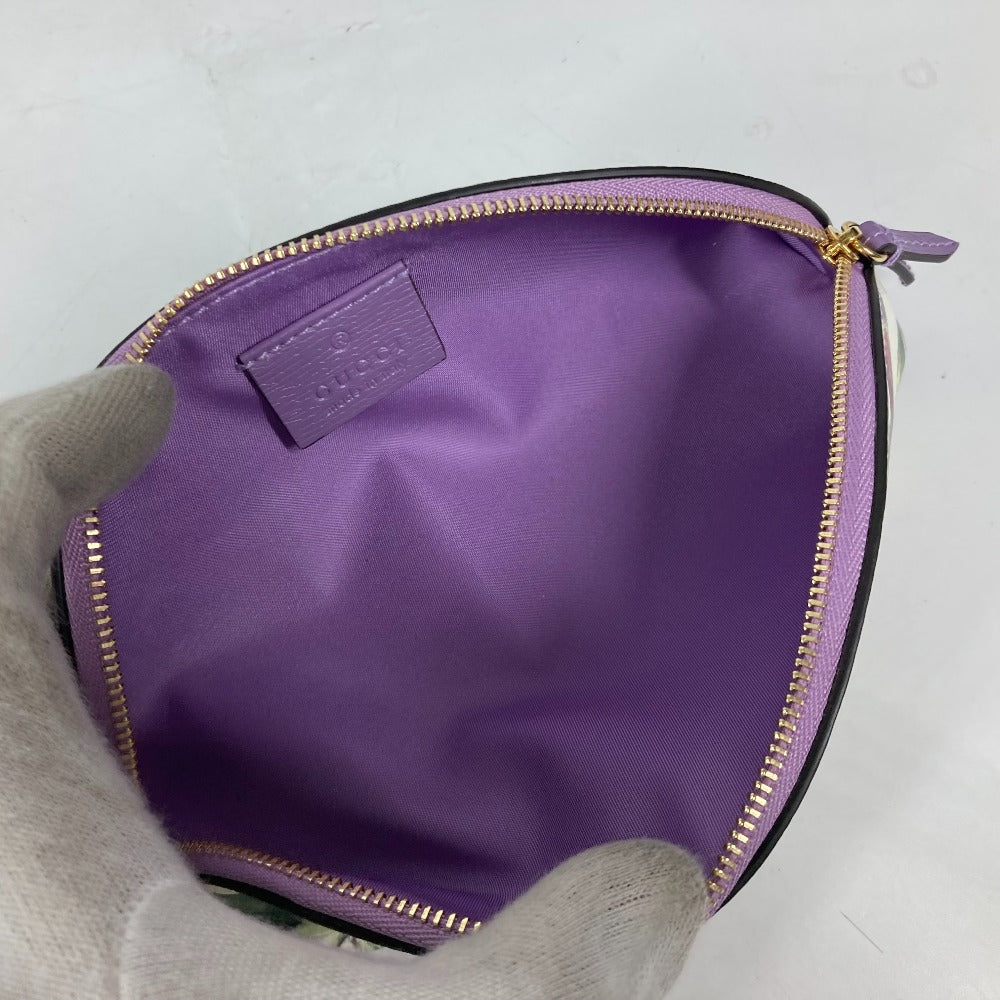 GUCCI pencil case 662130 leather purple Tian Flora Print Women Used