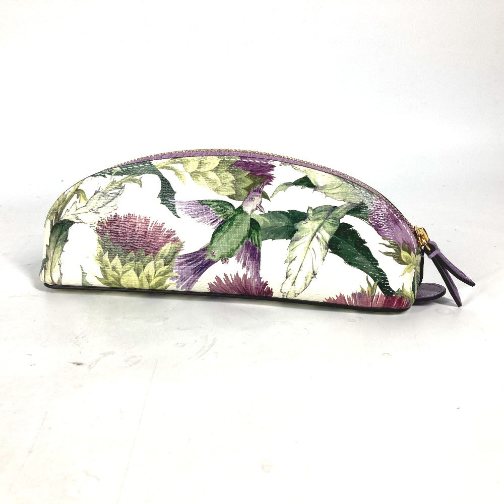 GUCCI pencil case 662130 leather purple Tian Flora Print Women Used