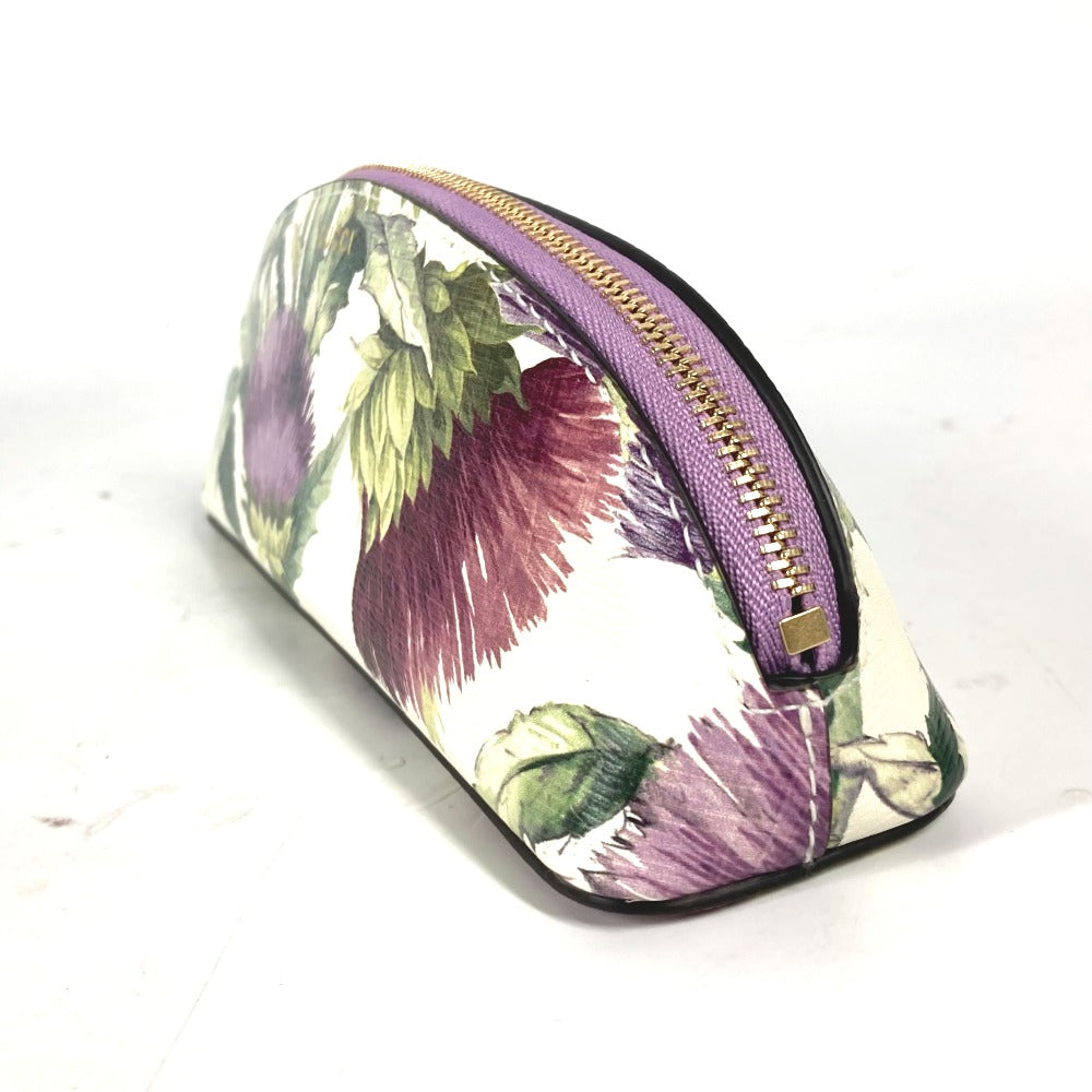 GUCCI pencil case 662130 leather purple Tian Flora Print Women Used