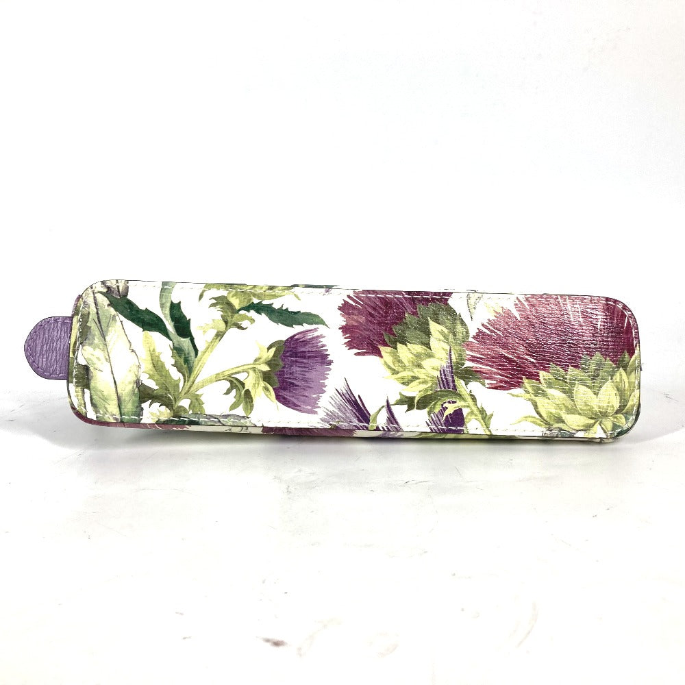 GUCCI pencil case 662130 leather purple Tian Flora Print Women Used