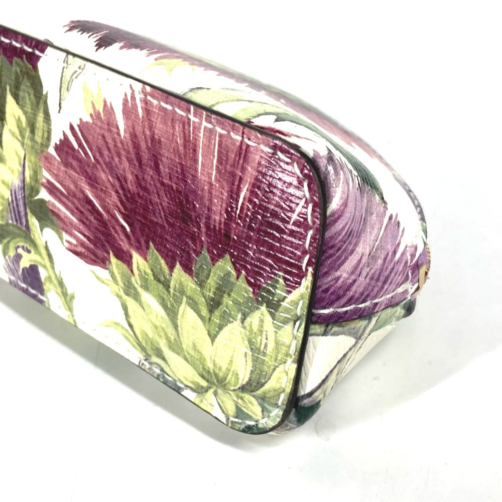 GUCCI pencil case 662130 leather purple Tian Flora Print Women Used