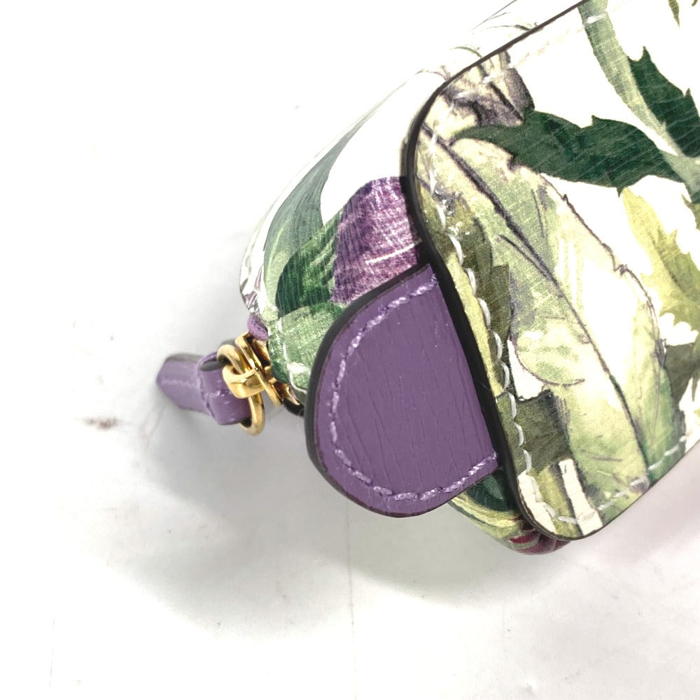 GUCCI pencil case 662130 leather purple Tian Flora Print Women Used