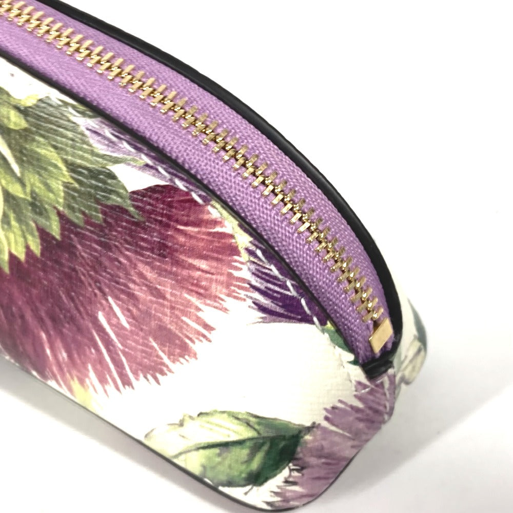 GUCCI pencil case 662130 leather purple Tian Flora Print Women Used