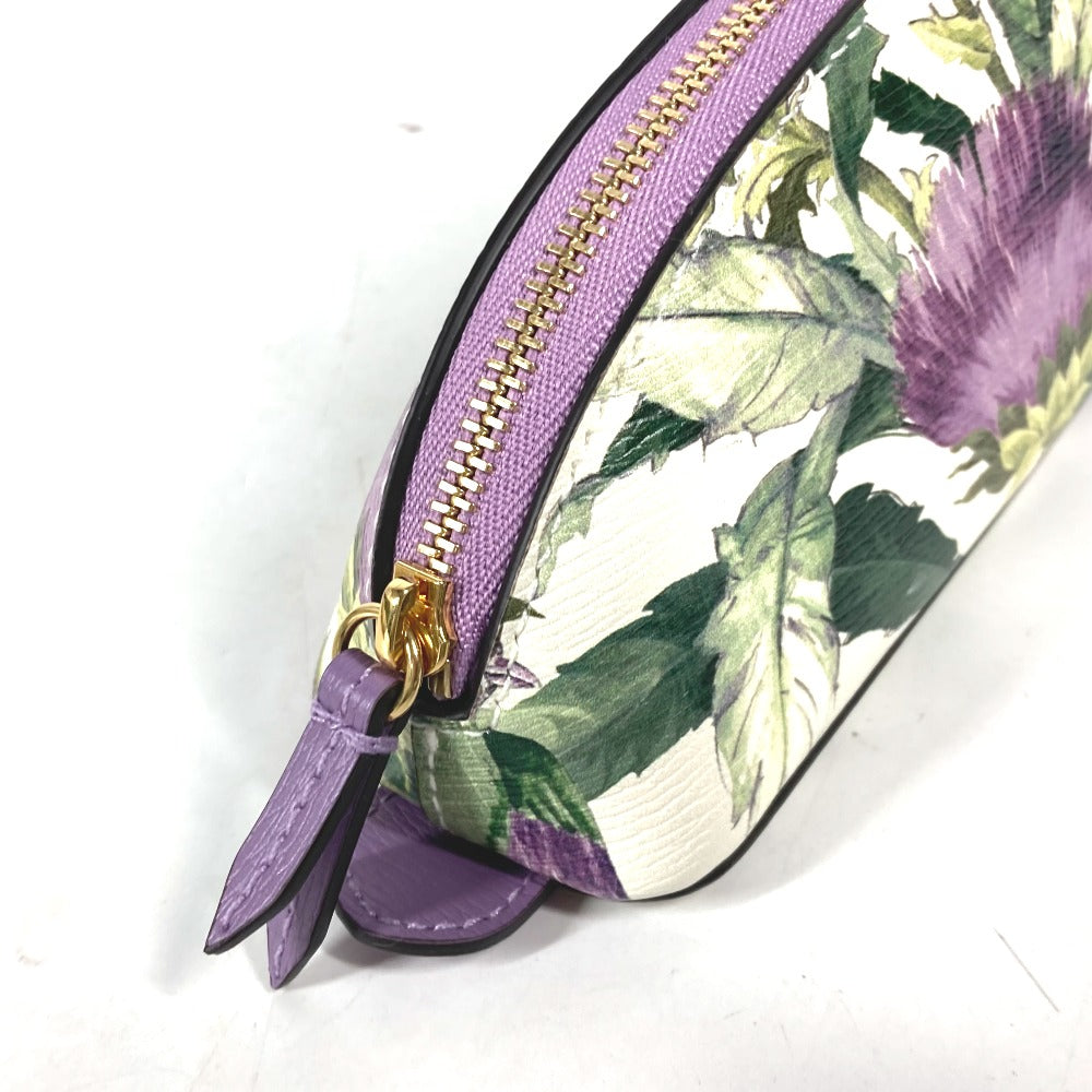 GUCCI pencil case 662130 leather purple Tian Flora Print Women Used