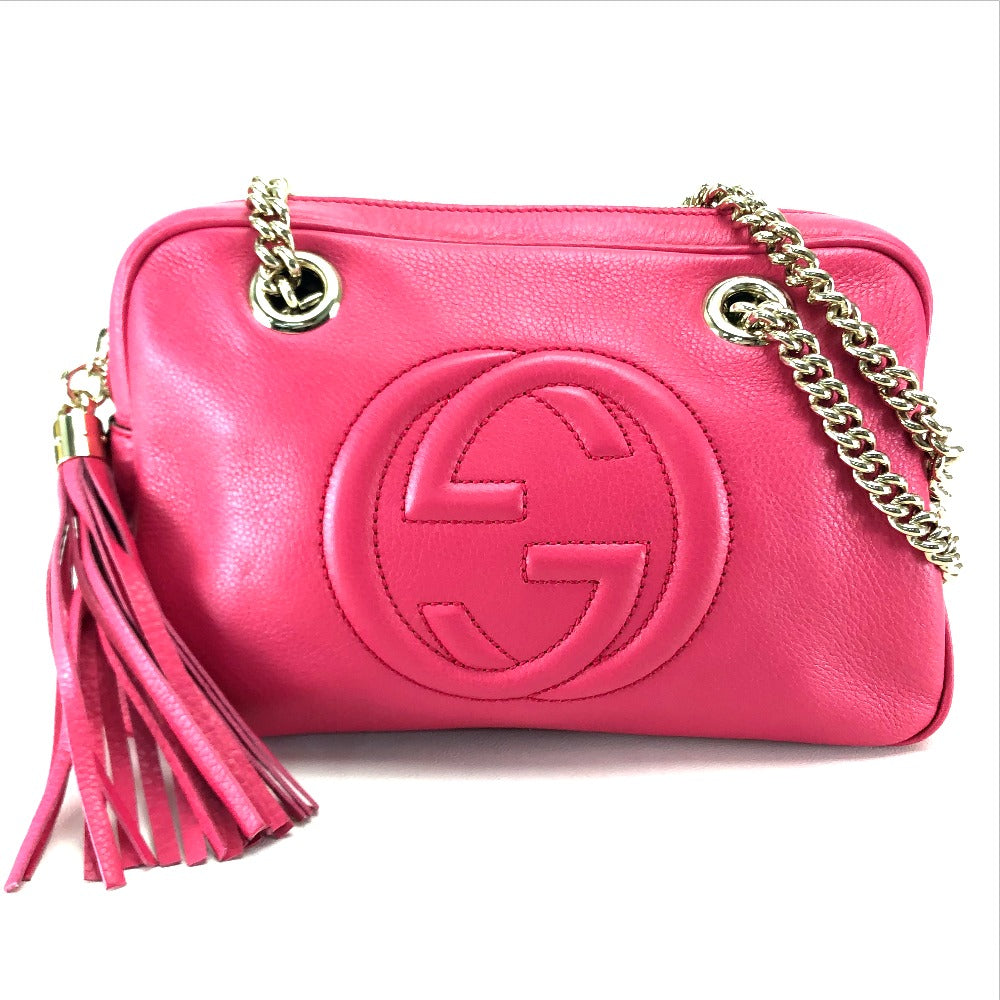 GUCCI Shoulder Bag 308983 leather pink Interlocking G SOHO (Soho) Women Secondhand