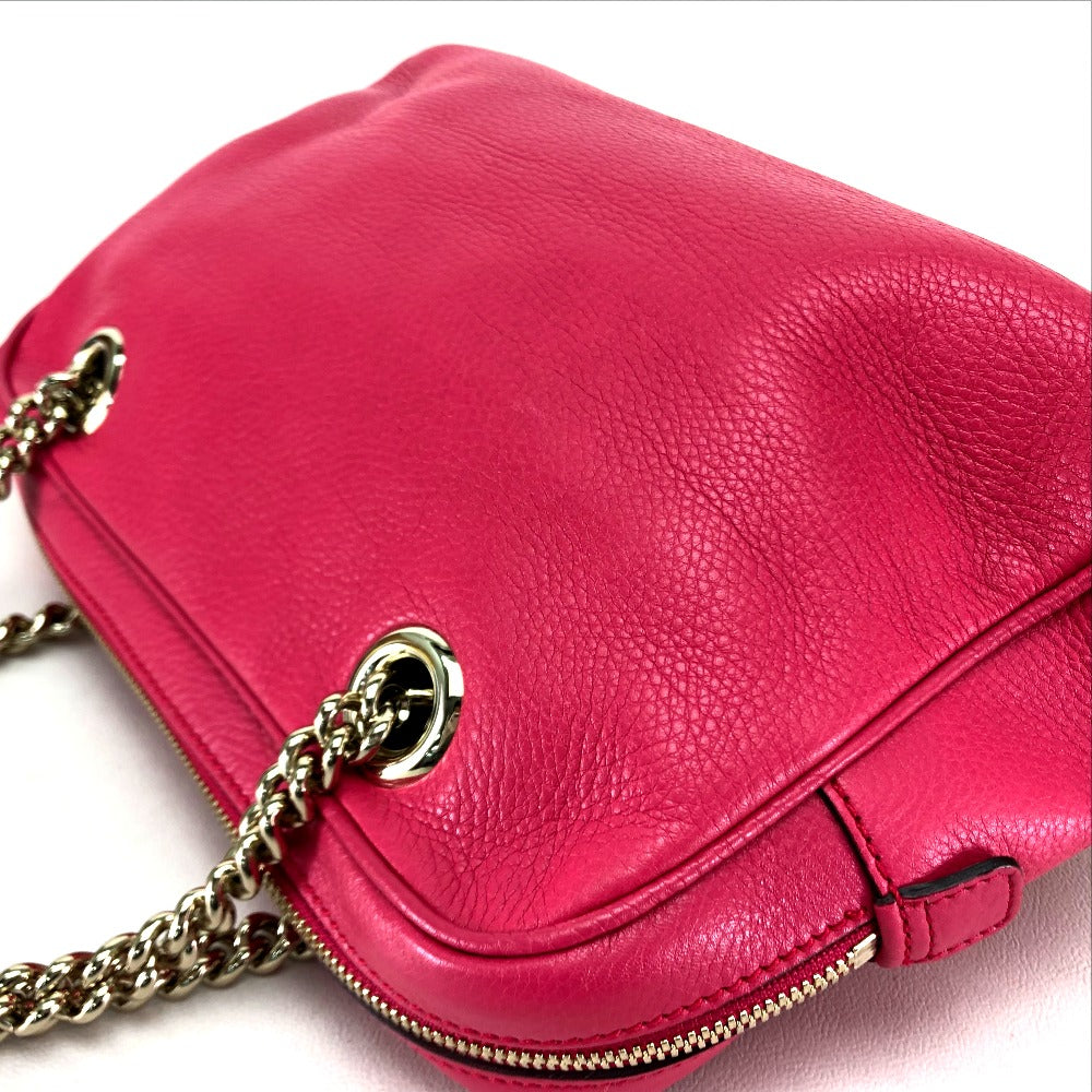 GUCCI Shoulder Bag 308983 leather pink Interlocking G SOHO (Soho) Women Secondhand