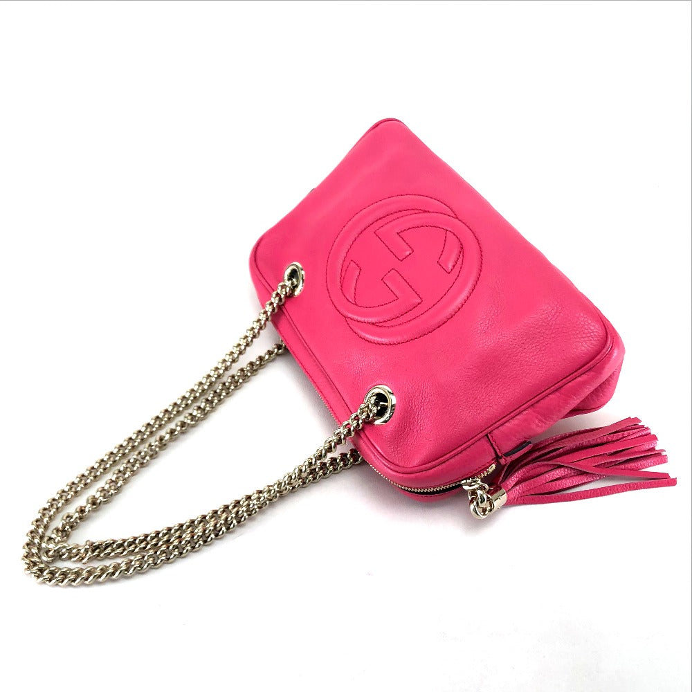 GUCCI Shoulder Bag 308983 leather pink Interlocking G SOHO (Soho) Women Secondhand
