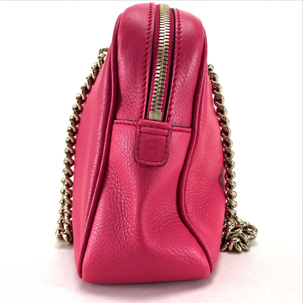 GUCCI Shoulder Bag 308983 leather pink Interlocking G SOHO (Soho) Women Secondhand