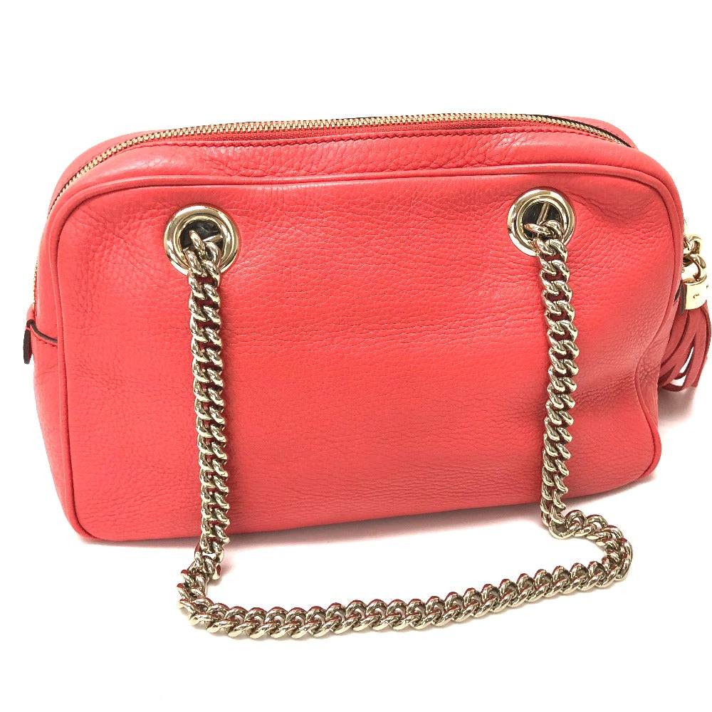 GUCCI Shoulder Bag 308983 leather Begonia pink Interlocking G SOHO Small Women Used