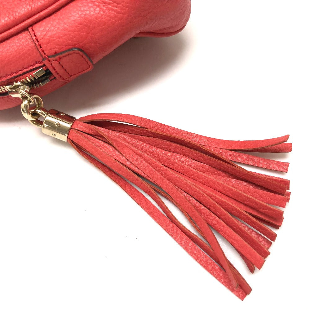 GUCCI Shoulder Bag 308983 leather Begonia pink Interlocking G SOHO Small Women Used