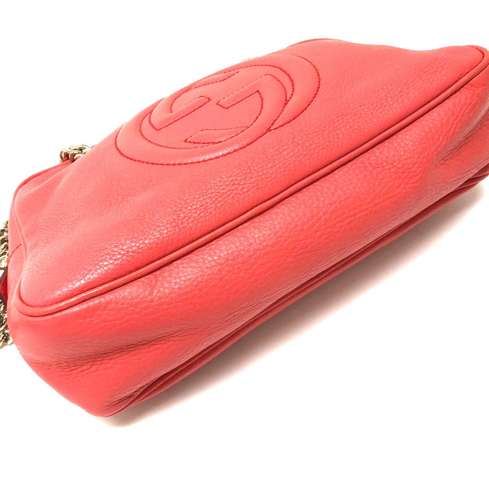 GUCCI Shoulder Bag 308983 leather Begonia pink Interlocking G SOHO Small Women Used