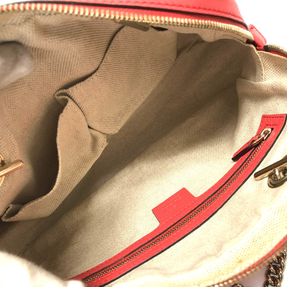 GUCCI Shoulder Bag 308983 leather Begonia pink Interlocking G SOHO Small Women Used