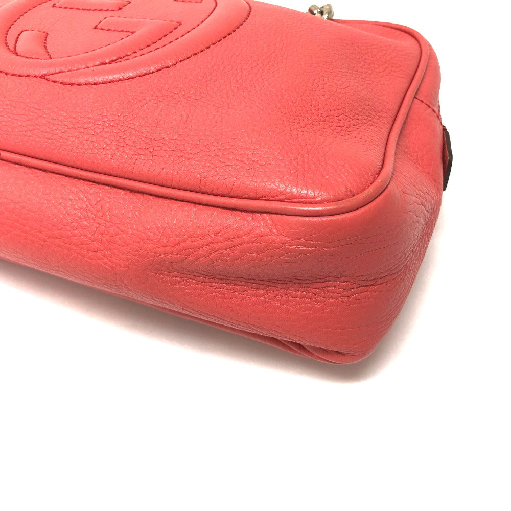 GUCCI Shoulder Bag 308983 leather Begonia pink Interlocking G SOHO Small Women Used