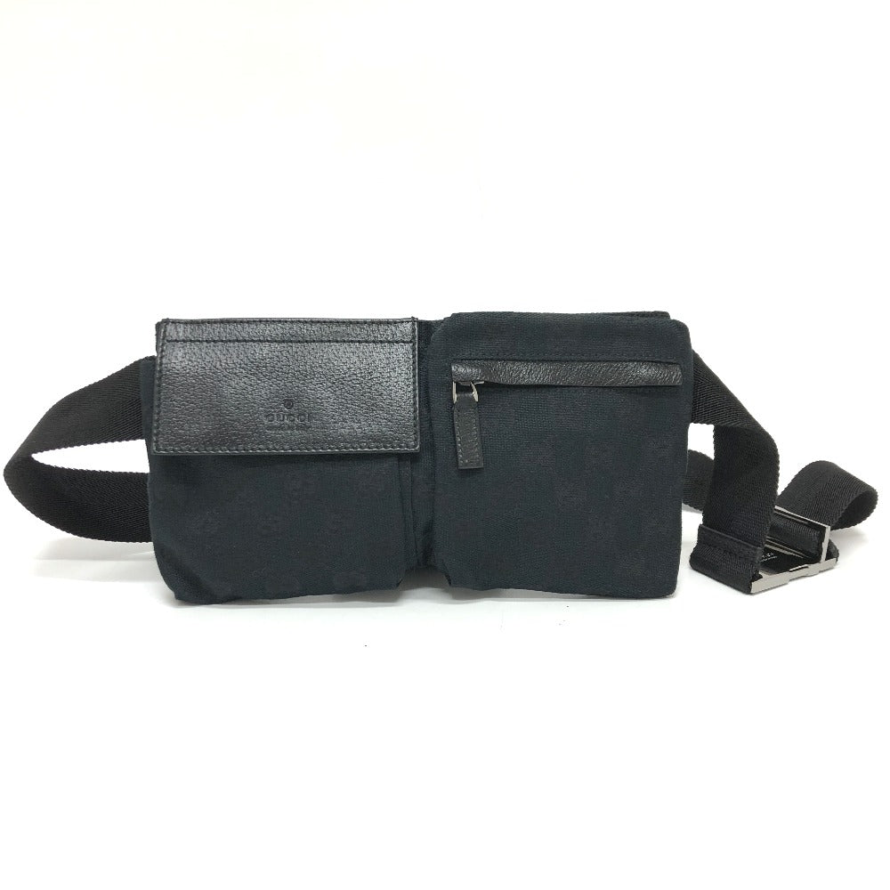 GUCCI Waist bag 162962 GG canvas black GG canvas W pocket Women Used