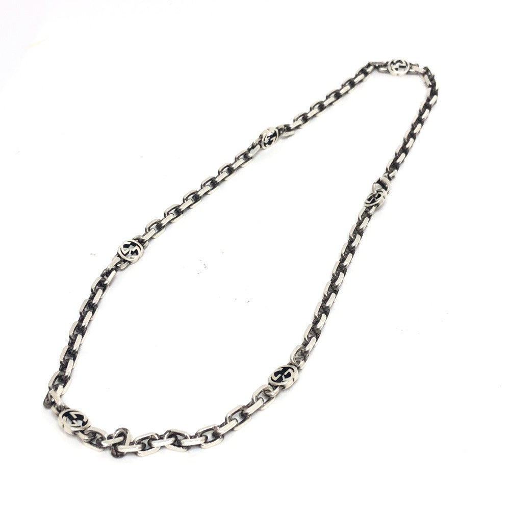 GUCCI Necklace SV925 Silver Interlocking G mens Used