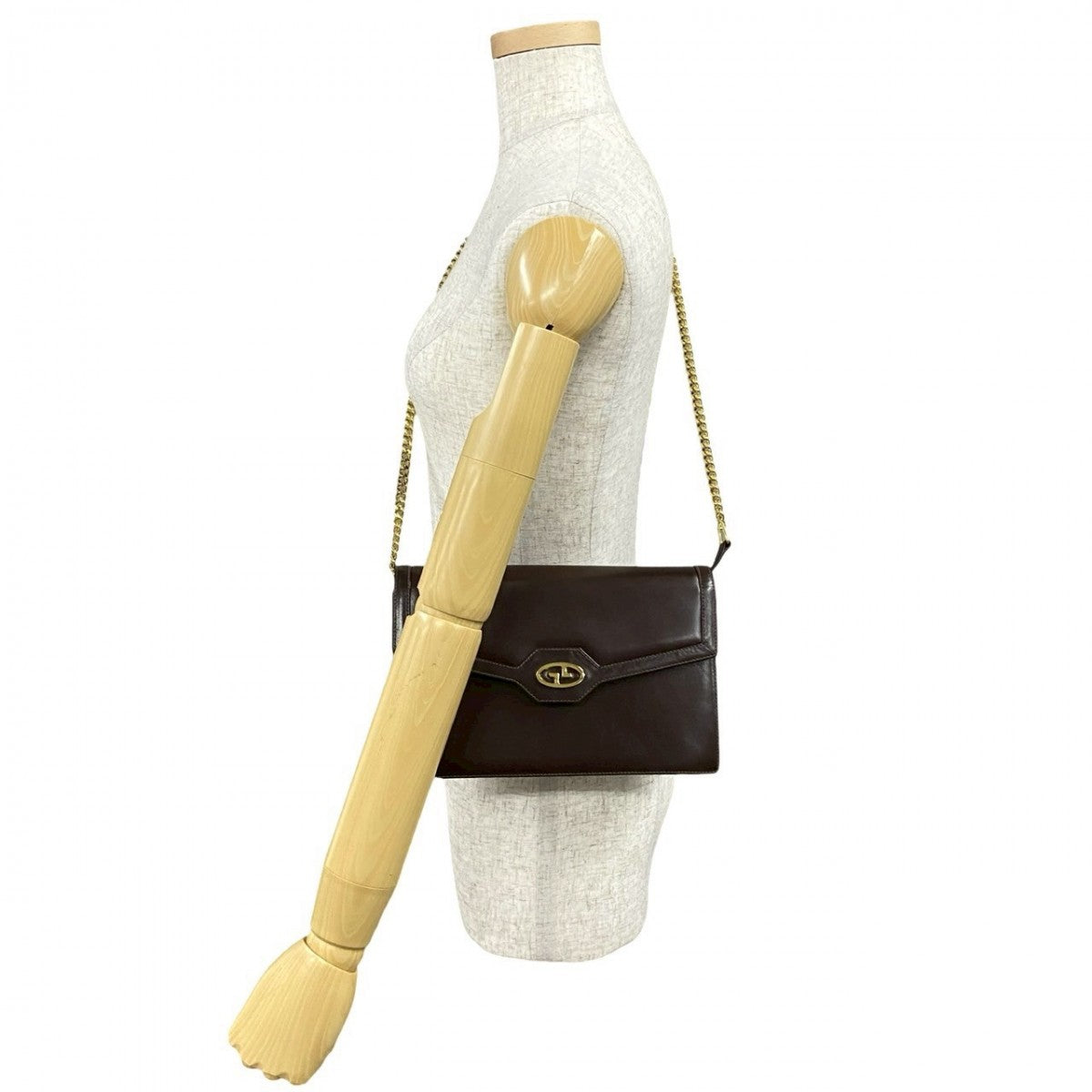 GUCCI Shoulder Bag Calfskin Brown