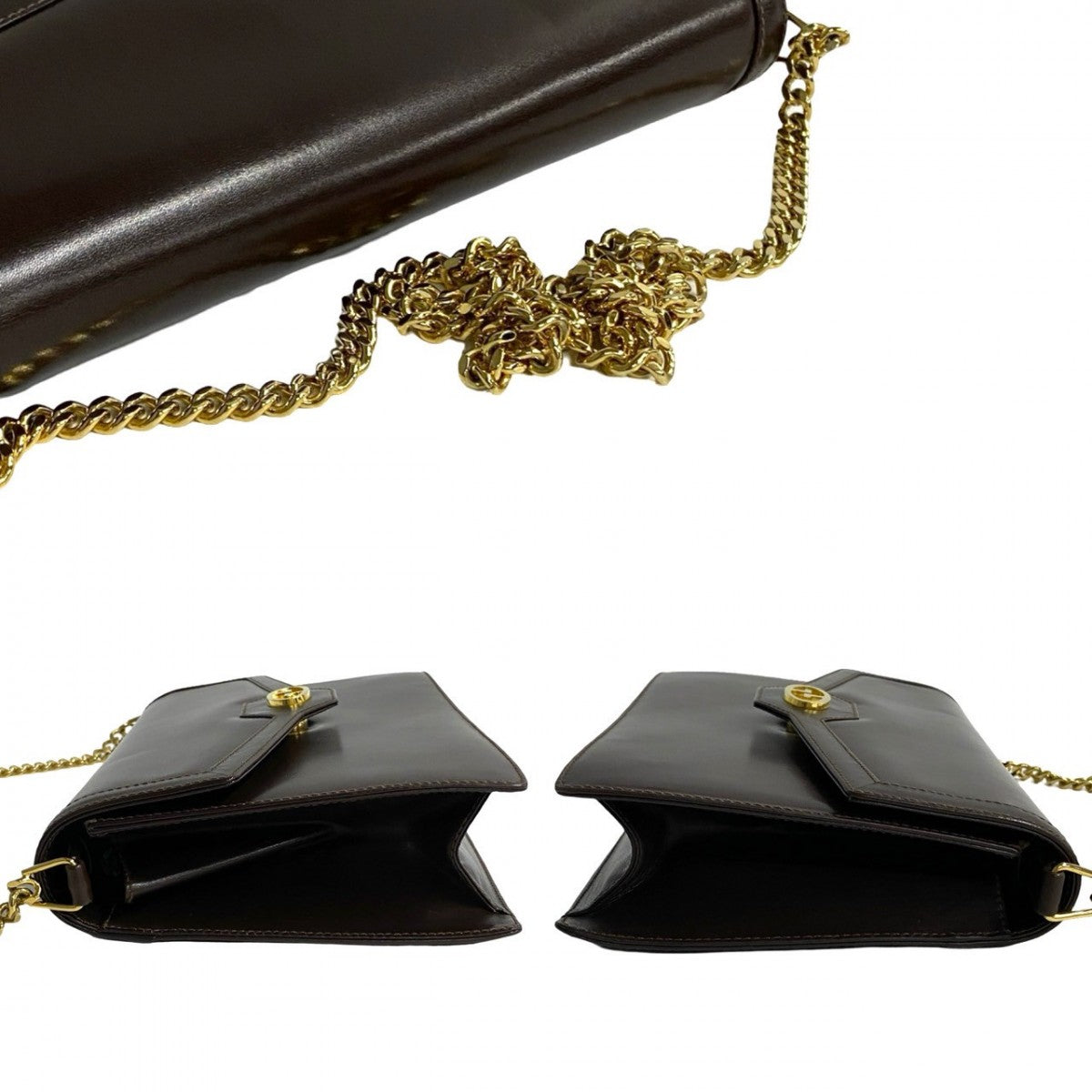 GUCCI Shoulder Bag Calfskin Brown