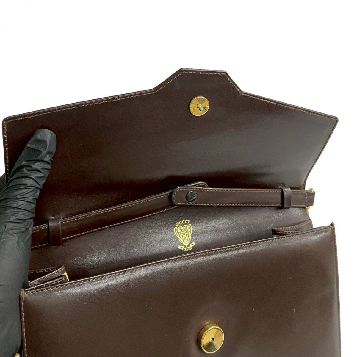 GUCCI Shoulder Bag Calfskin Brown