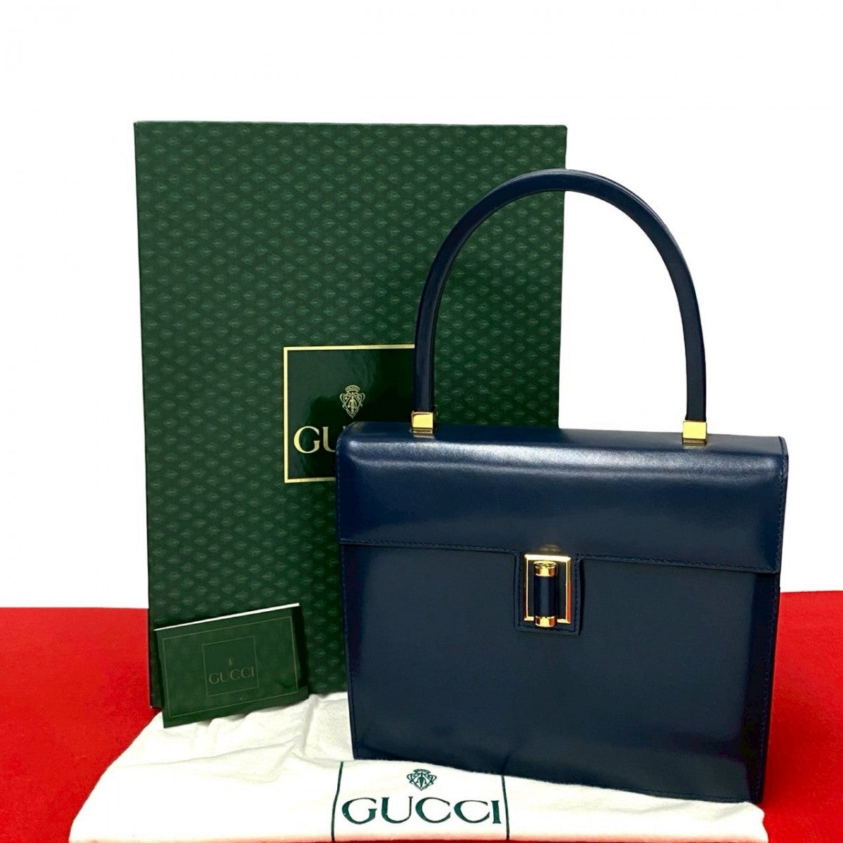 GUCCI Handbag leather Navy Old Gucci