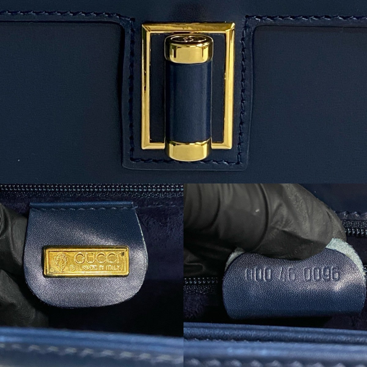 GUCCI Handbag leather Navy Old Gucci