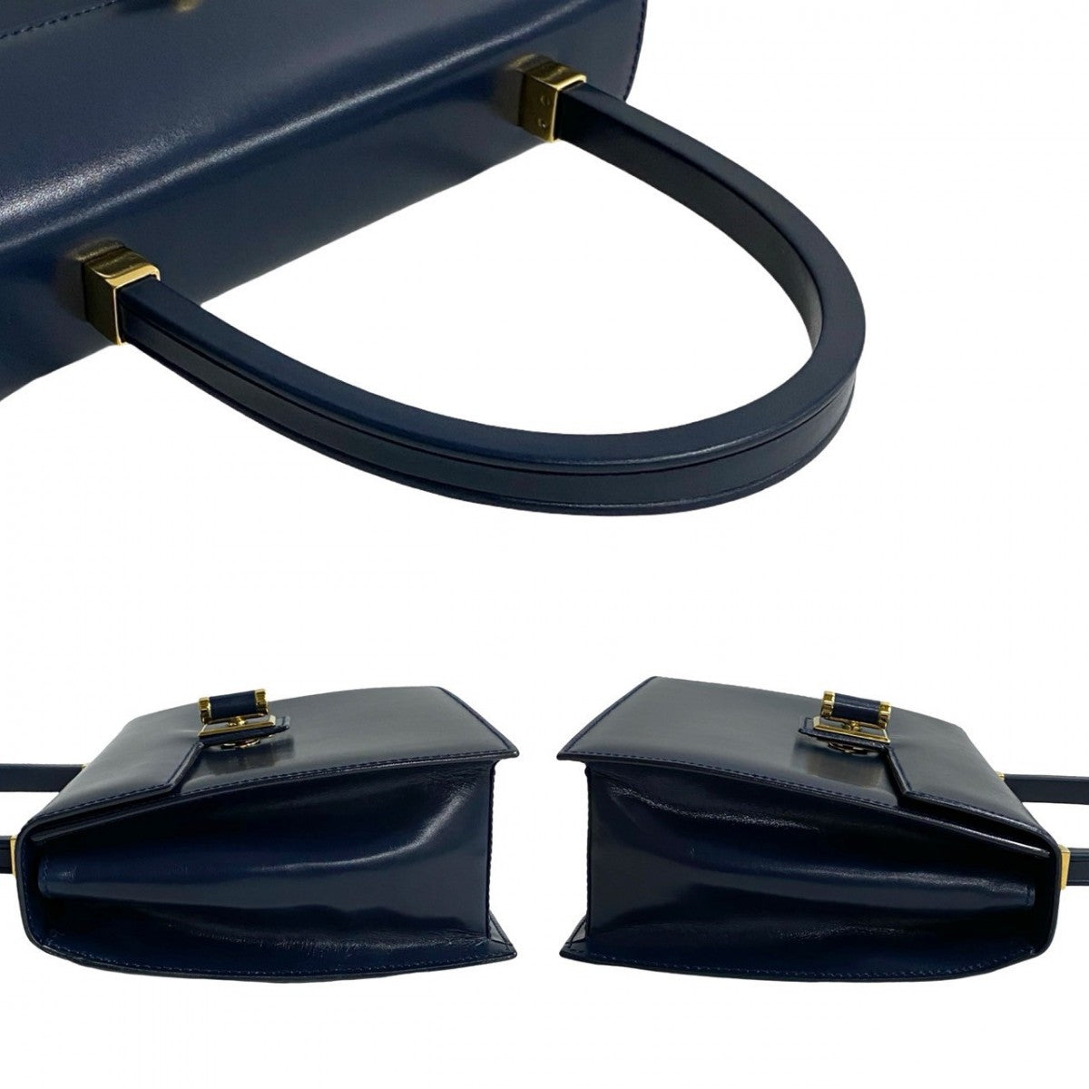 GUCCI Handbag leather Navy Old Gucci