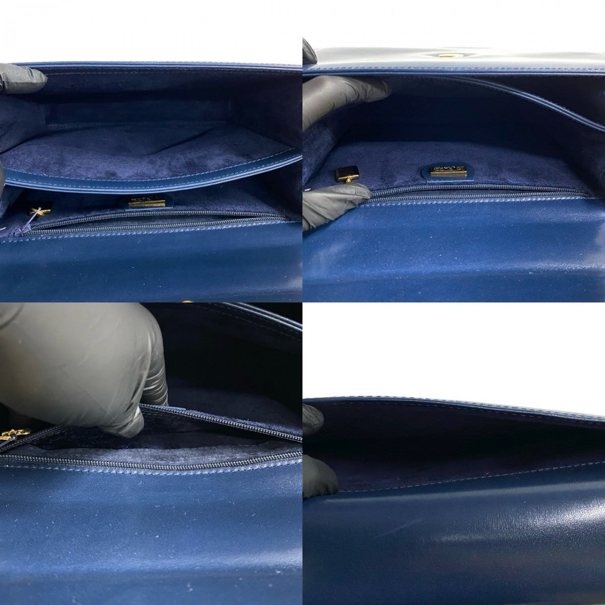 GUCCI Handbag leather Navy Old Gucci