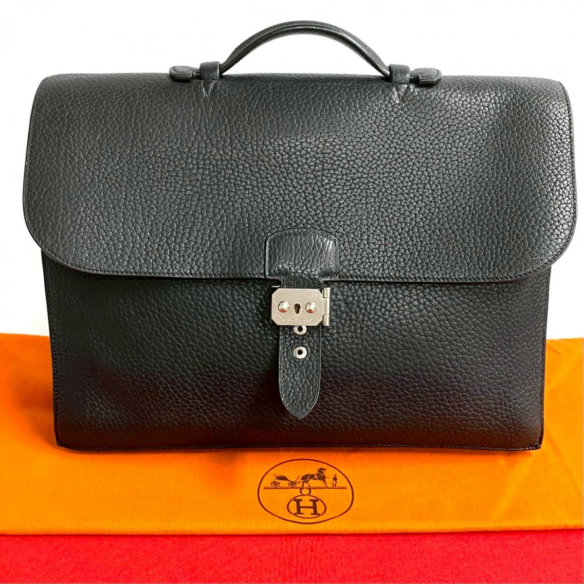 HERMES Business bag Fjord black Sac Adepeche 38