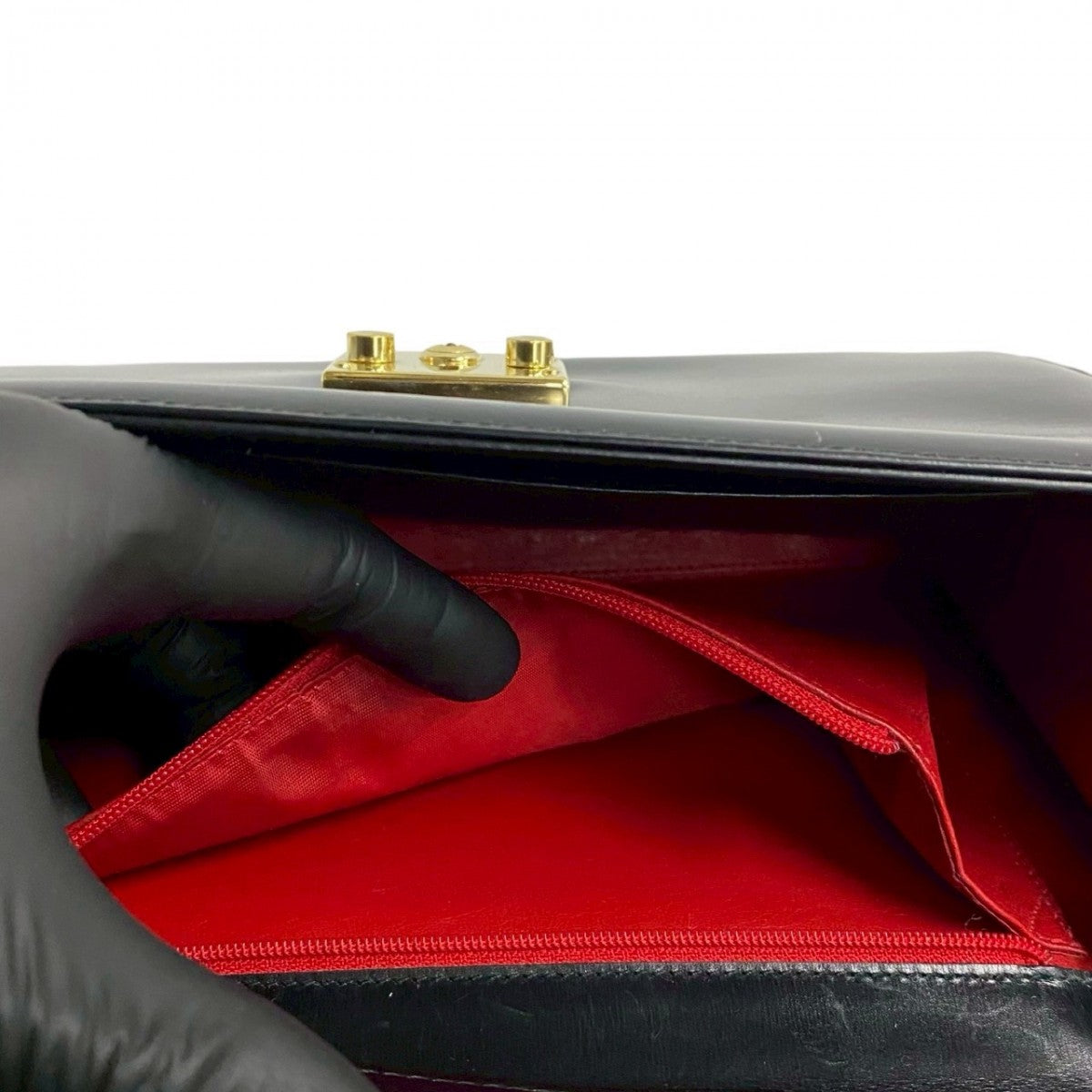 GUCCI Shoulder Bag leather black Ready lock