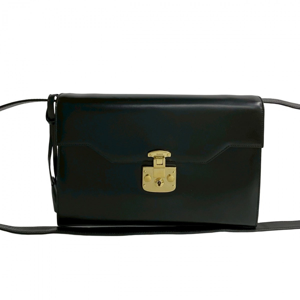 GUCCI Shoulder Bag leather black Ready lock