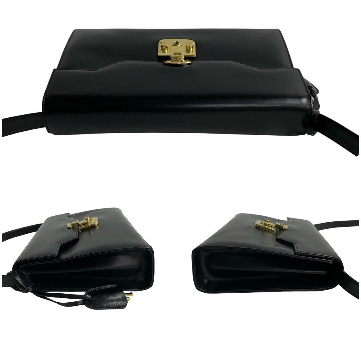 GUCCI Shoulder Bag leather black Ready lock