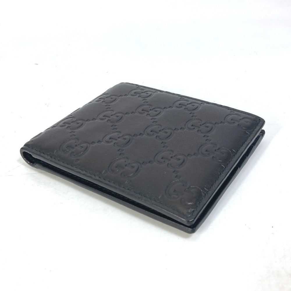 GUCCI Folded wallet 145754 Sima leather Black type Compact wallet GG Guccisima mens Used