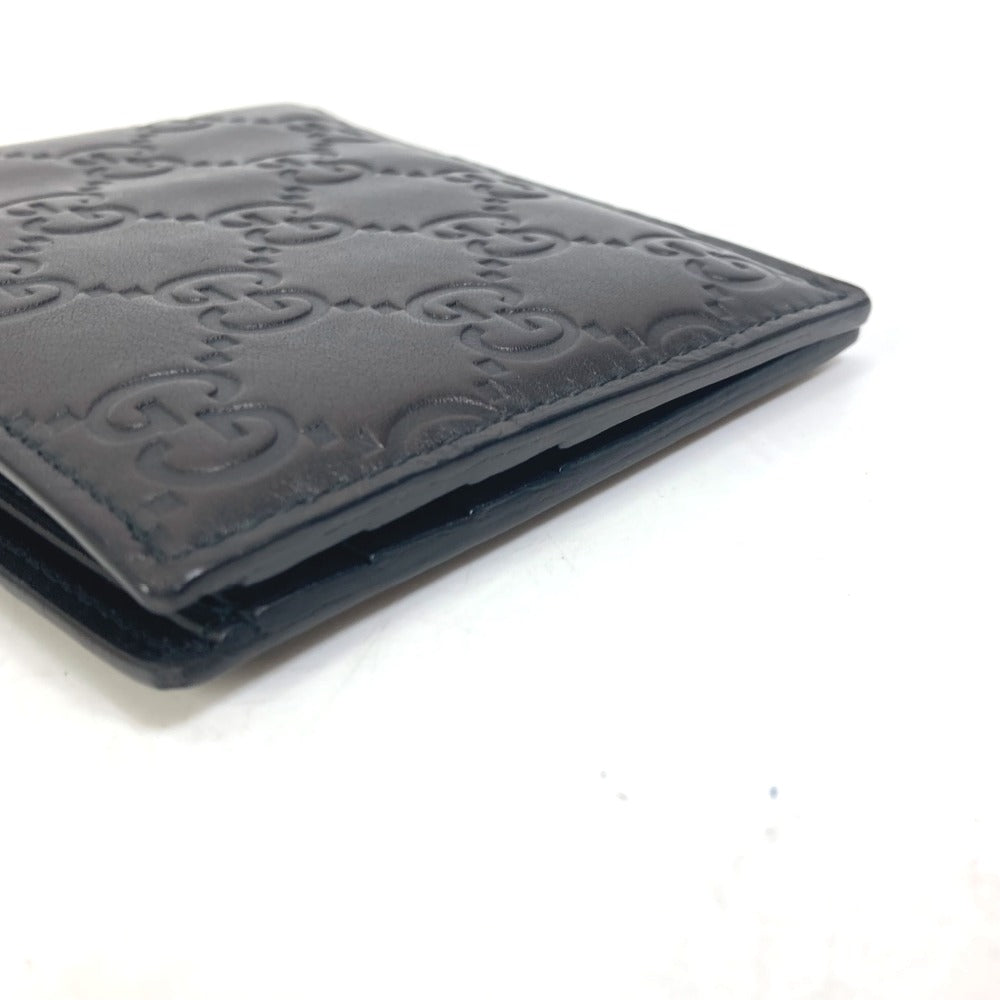 GUCCI Folded wallet 145754 Sima leather Black type Compact wallet GG Guccisima mens Used