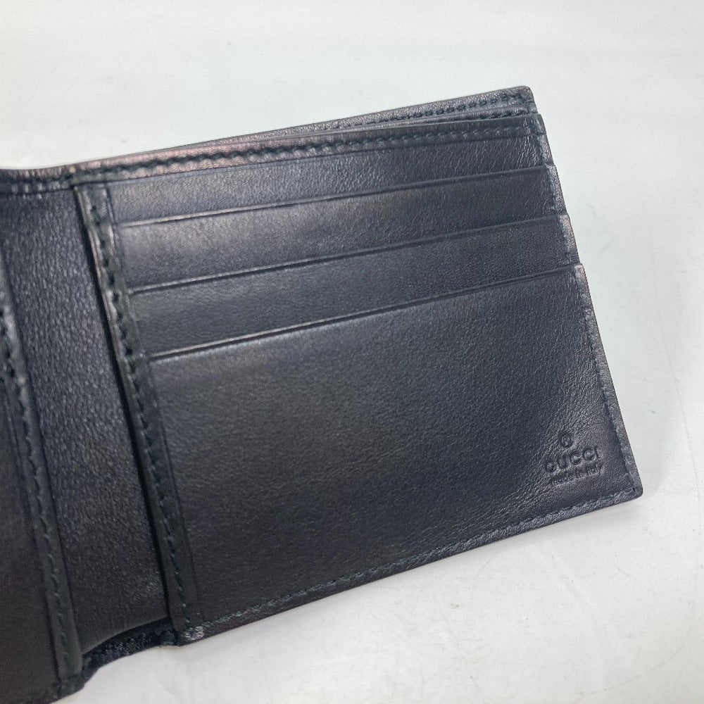 GUCCI Folded wallet 145754 Sima leather Black type Compact wallet GG Guccisima mens Used