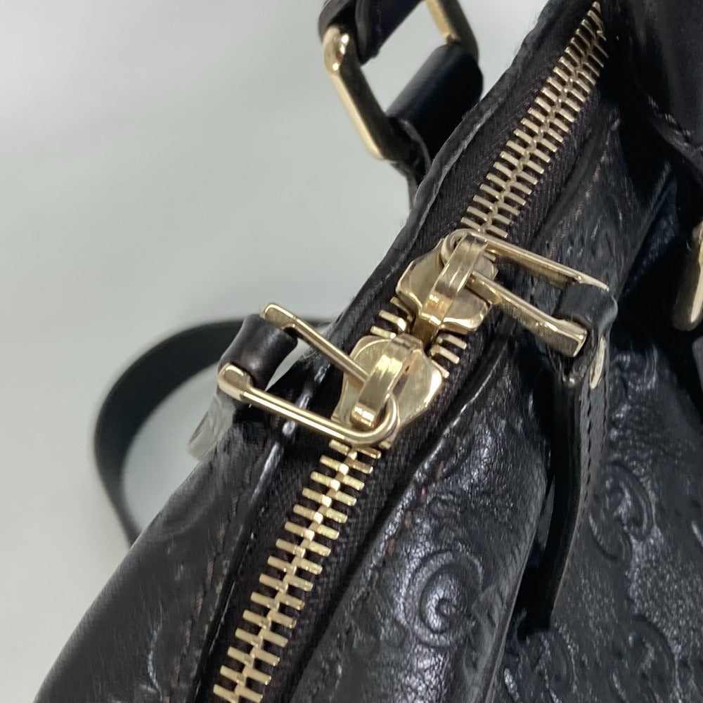 GUCCI Business bag 208463 leather Dark brown Tote Bag handbag Guccisima GG mens Used