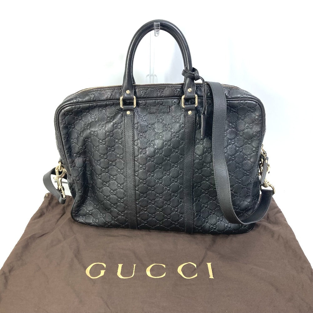 GUCCI Business bag 208463 leather Dark brown Tote Bag handbag Guccisima GG mens Used