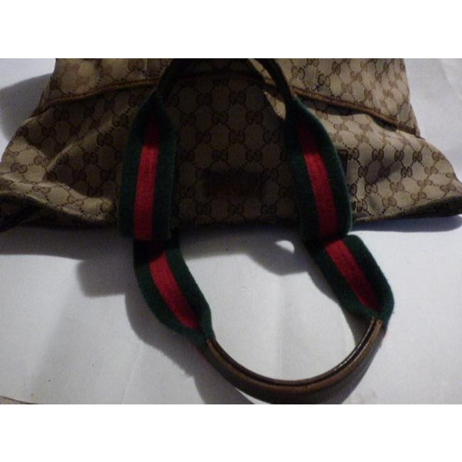 Gucci Supreme Bag W Guccissima Print Canvas Tote Red Green Handle Brown Leather And Gg Leather