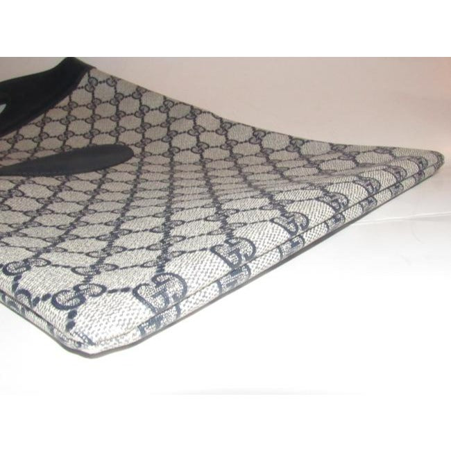 Gucci Guccissima Print Top Handle Shopper Navy Leather And Coated Canvas Tote