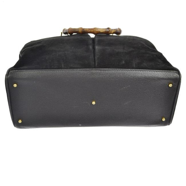 Gucci black suede and leather, two-way Diana XL tote or satchel with two bamboo handles