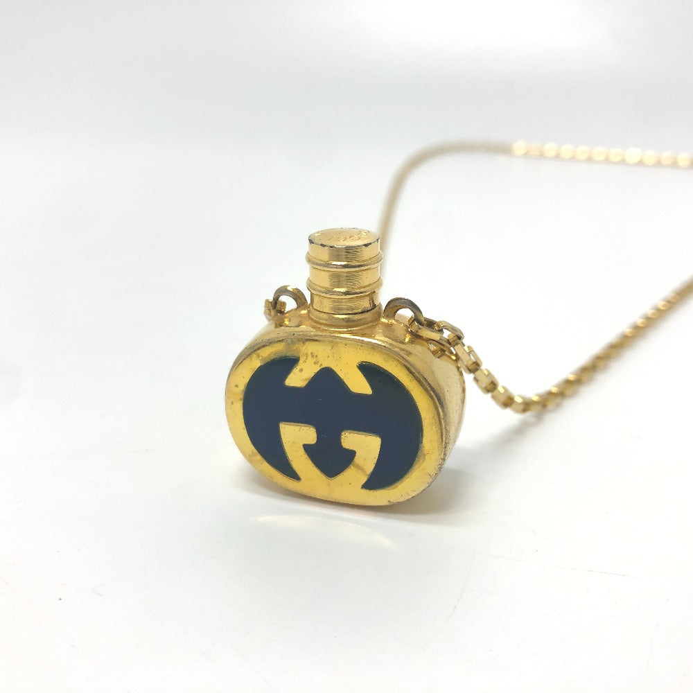 GUCCI Necklace Gold Plated gold GG Perfume Bottle Women Used