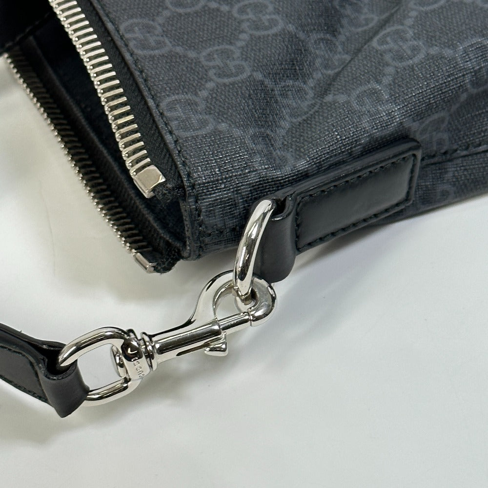 GUCCI Shoulder Bag 474139 PVC / Leather black Crossbody GG Supreme Shelley mens Secondhand
