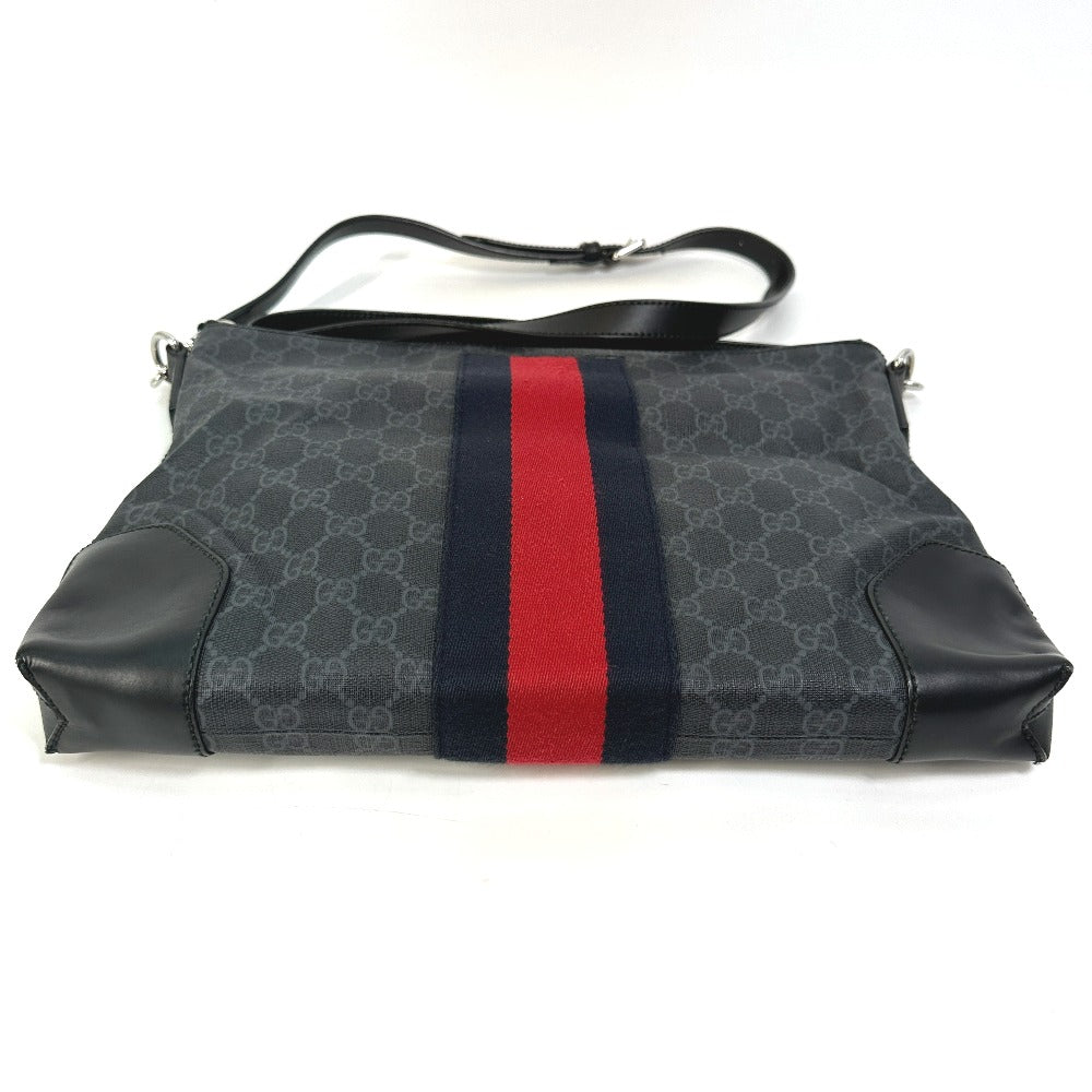 GUCCI Shoulder Bag 474139 PVC / Leather black Crossbody GG Supreme Shelley mens Secondhand