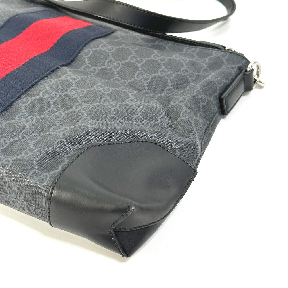 GUCCI Shoulder Bag 474139 PVC / Leather black Crossbody GG Supreme Shelley mens Secondhand