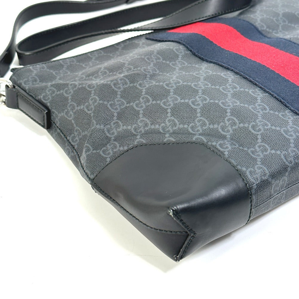 GUCCI Shoulder Bag 474139 PVC / Leather black Crossbody GG Supreme Shelley mens Secondhand