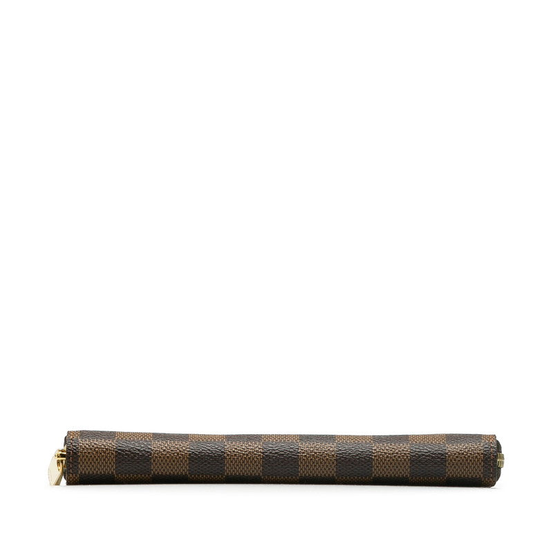 Louis Vuitton Damiere Zippie Wallet Round Fashner Long Wallet N60015 Brown PVC Lady Louis Vuitton