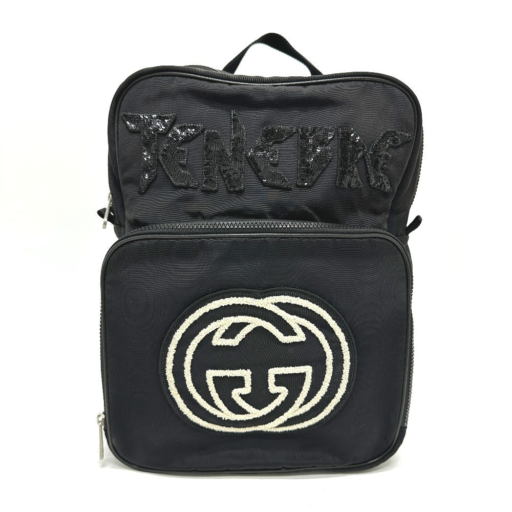 GUCCI Backpack 536724 canvas black Sequined logo interlocking G mens Used