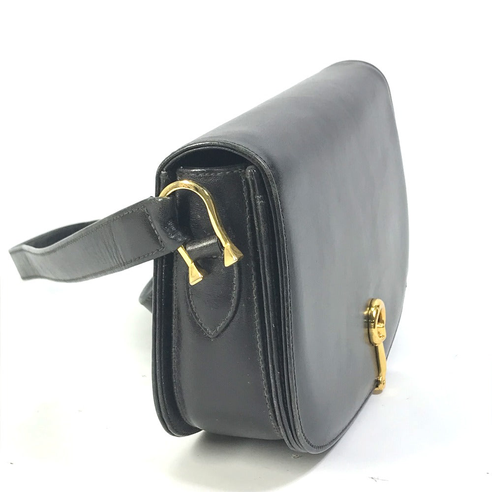 GUCCI Shoulder Bag leather black Old Gucci horsebit old gucci Women Used