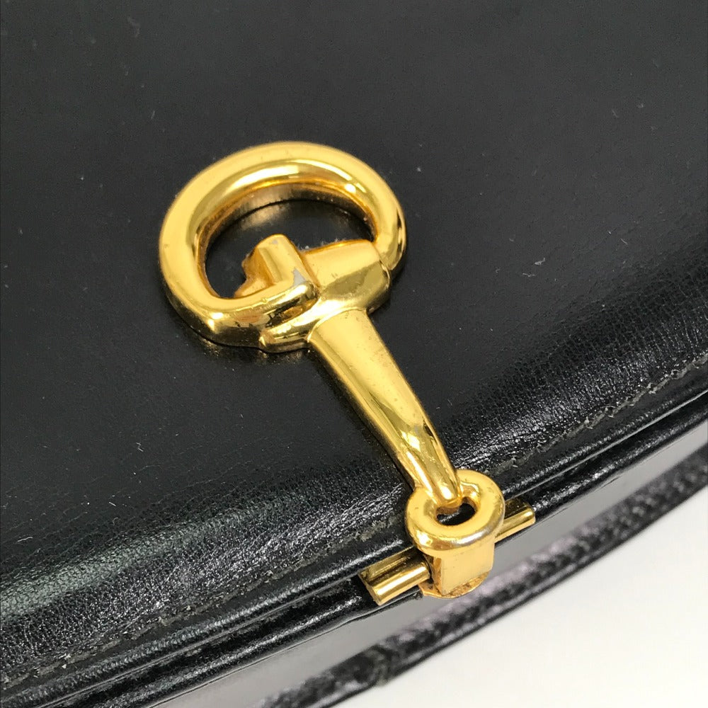 GUCCI Shoulder Bag leather black Old Gucci horsebit old gucci Women Used