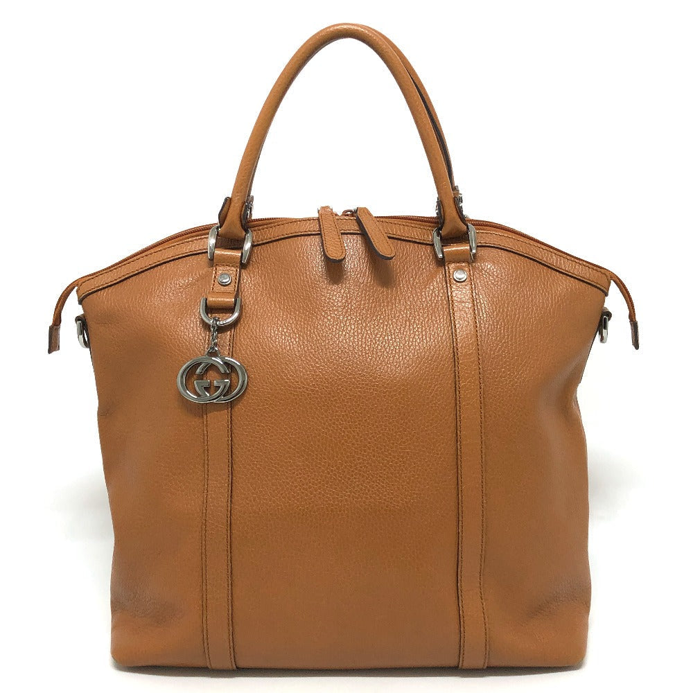 GUCCI Handbag 33955 leather Brown Interlocking G charm Women Used